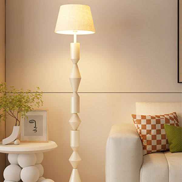 Contemporary Nordic Trapezoid Floor Lamp - Round Base, 1-Light Iron Shade for Living Room