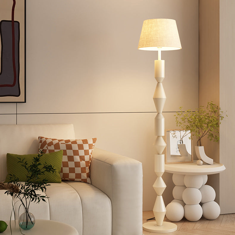 Contemporary Nordic Trapezoid Floor Lamp - Round Base, 1-Light Iron Shade for Living Room
