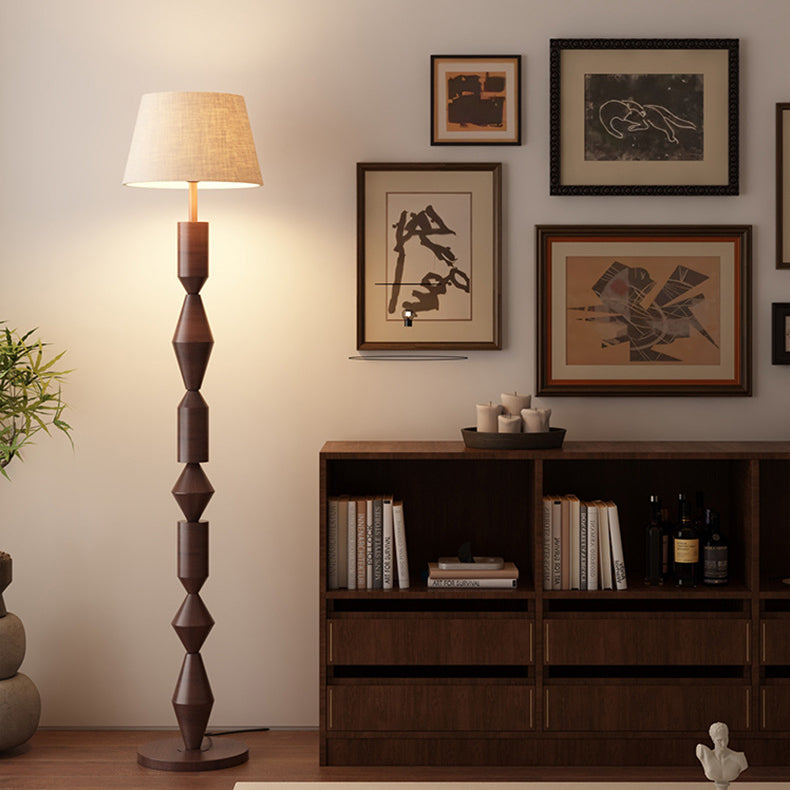 Contemporary Nordic Trapezoid Floor Lamp - Round Base, 1-Light Iron Shade for Living Room