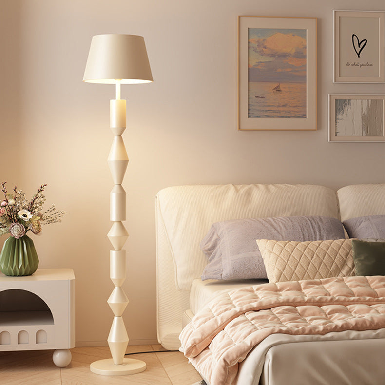 Contemporary Nordic Trapezoid Floor Lamp - Round Base, 1-Light Iron Shade for Living Room