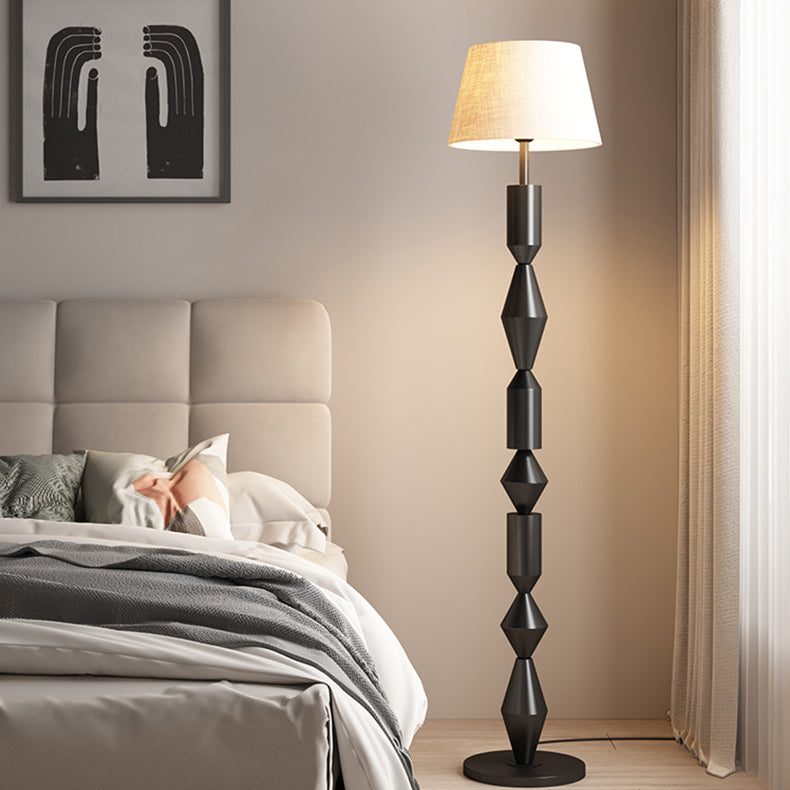 Contemporary Nordic Trapezoid Floor Lamp - Round Base, 1-Light Iron Shade for Living Room