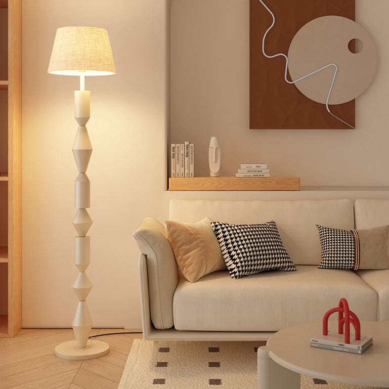 Contemporary Nordic Trapezoid Floor Lamp - Round Base, 1-Light Iron Shade for Living Room