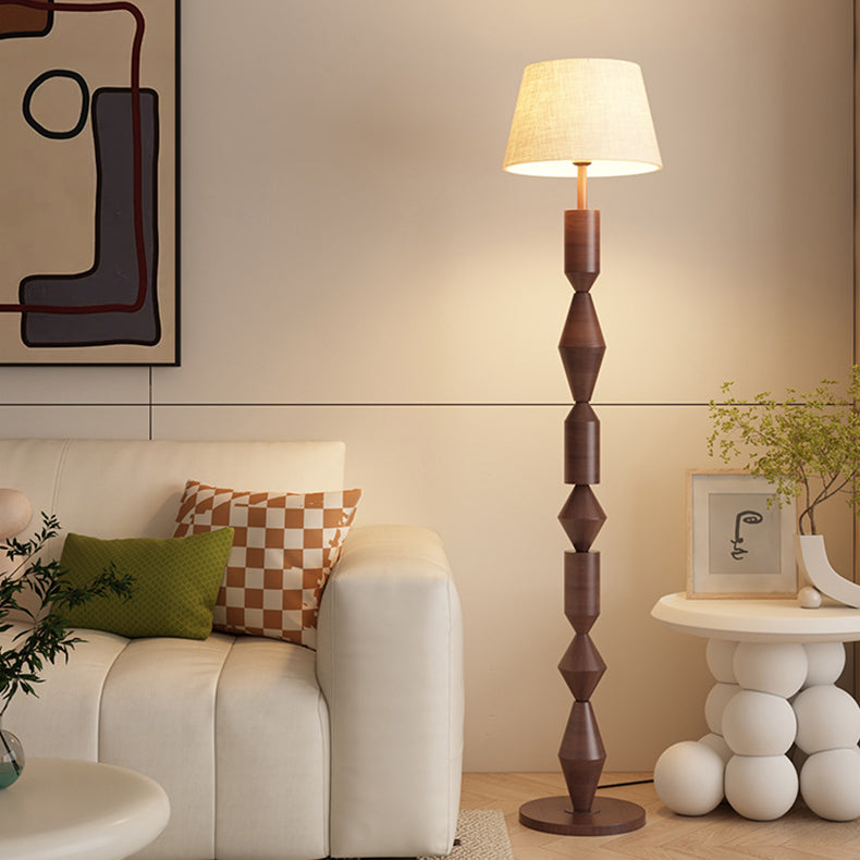 Contemporary Nordic Trapezoid Floor Lamp - Round Base, 1-Light Iron Shade for Living Room