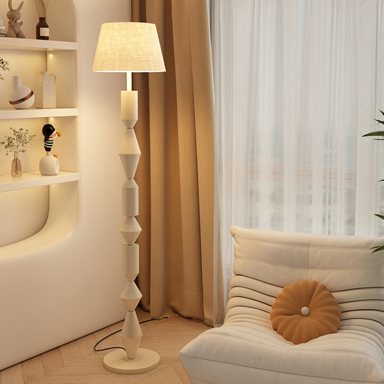 Contemporary Nordic Trapezoid Floor Lamp - Round Base, 1-Light Iron Shade for Living Room