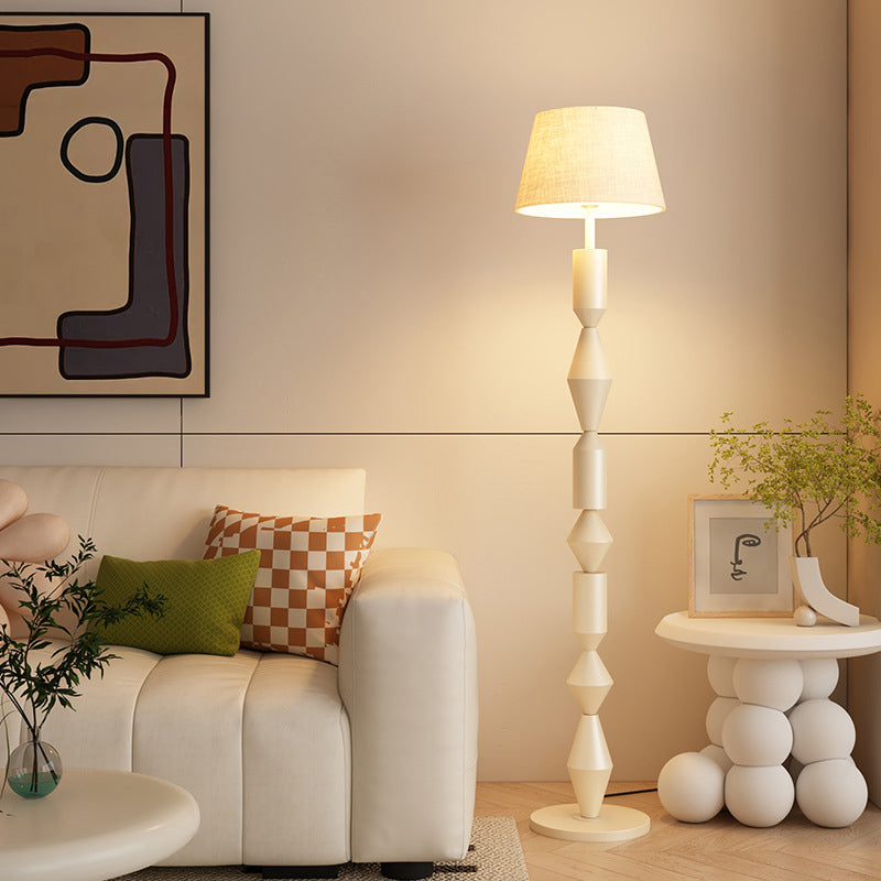 Contemporary Nordic Trapezoid Floor Lamp - Round Base, 1-Light Iron Shade for Living Room