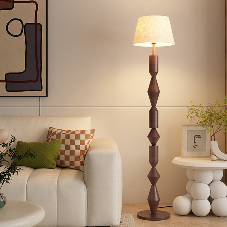 Contemporary Nordic Trapezoid Floor Lamp - Round Base, 1-Light Iron Shade for Living Room