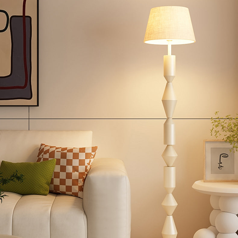 Contemporary Nordic Trapezoid Floor Lamp - Round Base, 1-Light Iron Shade for Living Room
