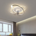 Contemporary Nordic Flush Mount Ceiling Fan Light – 5 Blade Orb Iron Acrylic LED for Bedroom