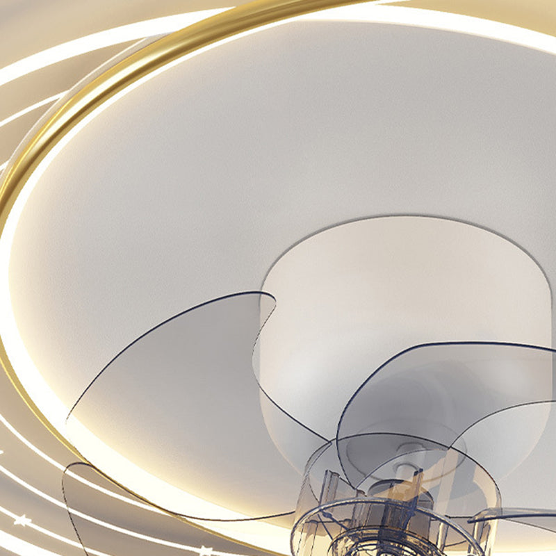 Contemporary Nordic Flush Mount Ceiling Fan Light – 5 Blade Orb Iron Acrylic LED for Bedroom