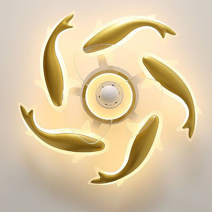 Goldfish Design LED Semi-Flush Mount Ceiling Fan Light for Bedroom - Contemporary Acrylic Aluminum Fixture