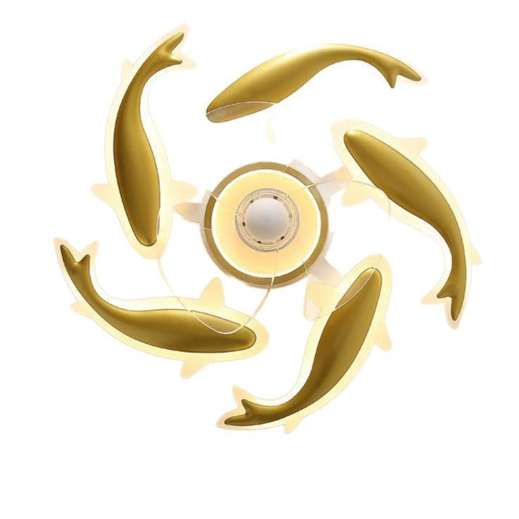 Goldfish Design LED Semi-Flush Mount Ceiling Fan Light for Bedroom - Contemporary Acrylic Aluminum Fixture