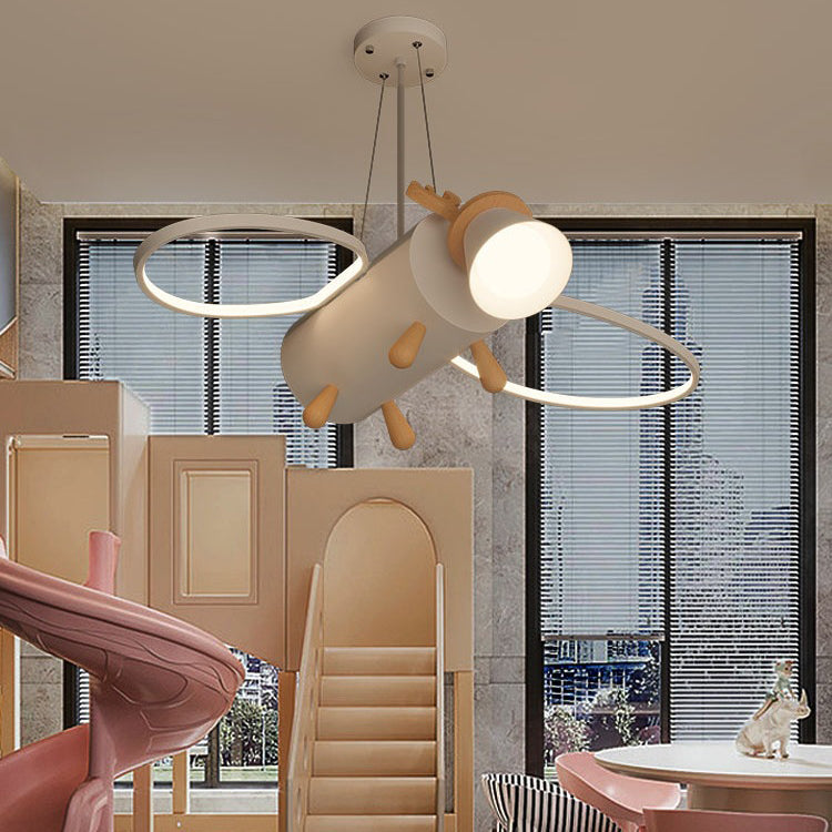 Contemporary Creative Flying Deer Round Wings Kids Iron Wood Aluminum LED Chandelier Bedroom Lighting Fixture Elegant Nursery Decor Modern Kids Room Ceiling Light Stylish Bedroom Decoration Unique Animal Design Kids Chandelier Customizable Lighting Kids B