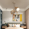 Contemporary Creative Flying Deer Round Wings Kids Iron Wood Aluminum LED Chandelier Bedroom Lighting Fixture Elegant Nursery Decor Modern Kids Room Ceiling Light Stylish Bedroom Decoration Unique Animal Design Kids Chandelier Customizable Lighting Kids B