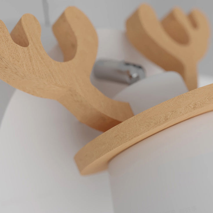 Contemporary Creative Flying Deer Round Wings Kids Iron Wood Aluminum LED Chandelier Bedroom Lighting Fixture Elegant Nursery Decor Modern Kids Room Ceiling Light Stylish Bedroom Decoration Unique Animal Design Kids Chandelier Customizable Lighting Kids B
