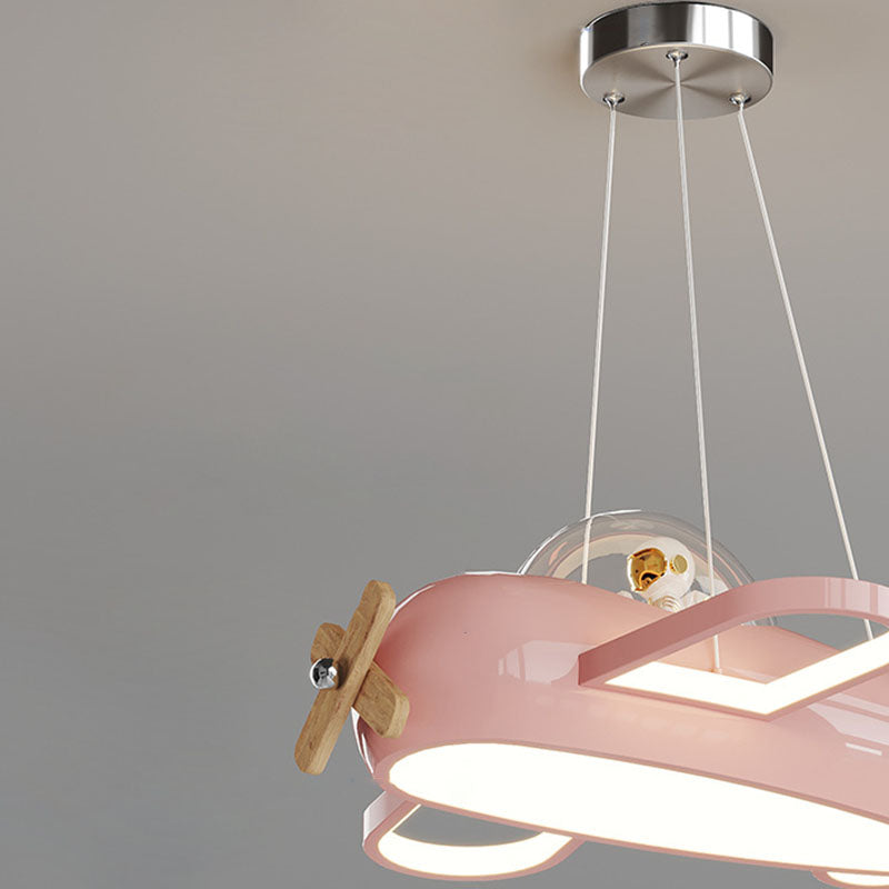 Contemporary Aircraft-Inspired Wrought Iron Pendant Light for Kids Bedroom, LED Solid Wood Ceiling Light, Creative Kids Room Lighting, Modern Airplane Design, Unique & Stylish Children’s Lighting, Bedroom Décor Ideas, Adjustable Height Kids Lights