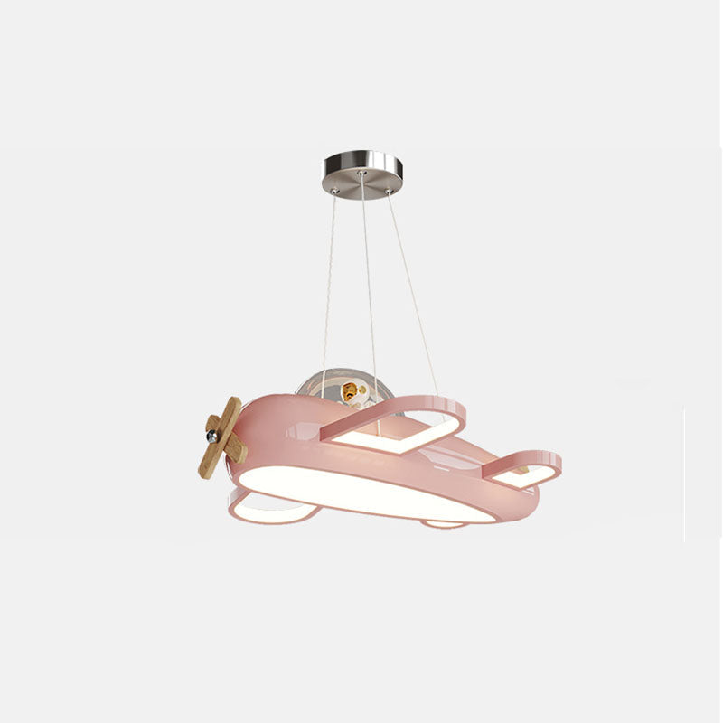 Contemporary Aircraft-Inspired Wrought Iron Pendant Light for Kids Bedroom, LED Solid Wood Ceiling Light, Creative Kids Room Lighting, Modern Airplane Design, Unique & Stylish Children’s Lighting, Bedroom Décor Ideas, Adjustable Height Kids Lights
