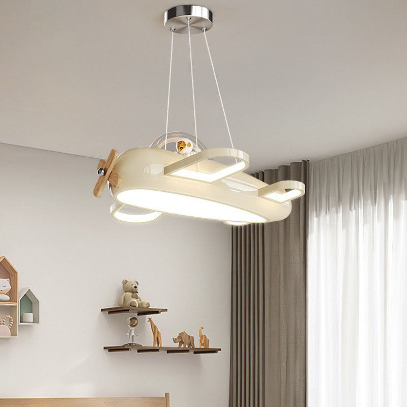 Contemporary Aircraft-Inspired Wrought Iron Pendant Light for Kids Bedroom, LED Solid Wood Ceiling Light, Creative Kids Room Lighting, Modern Airplane Design, Unique & Stylish Children’s Lighting, Bedroom Décor Ideas, Adjustable Height Kids Lights