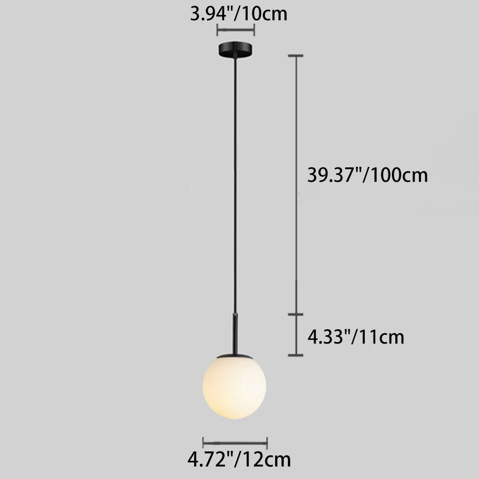 Modern Minimalist Iron Glass Round Ball Pendant Light for Living Room