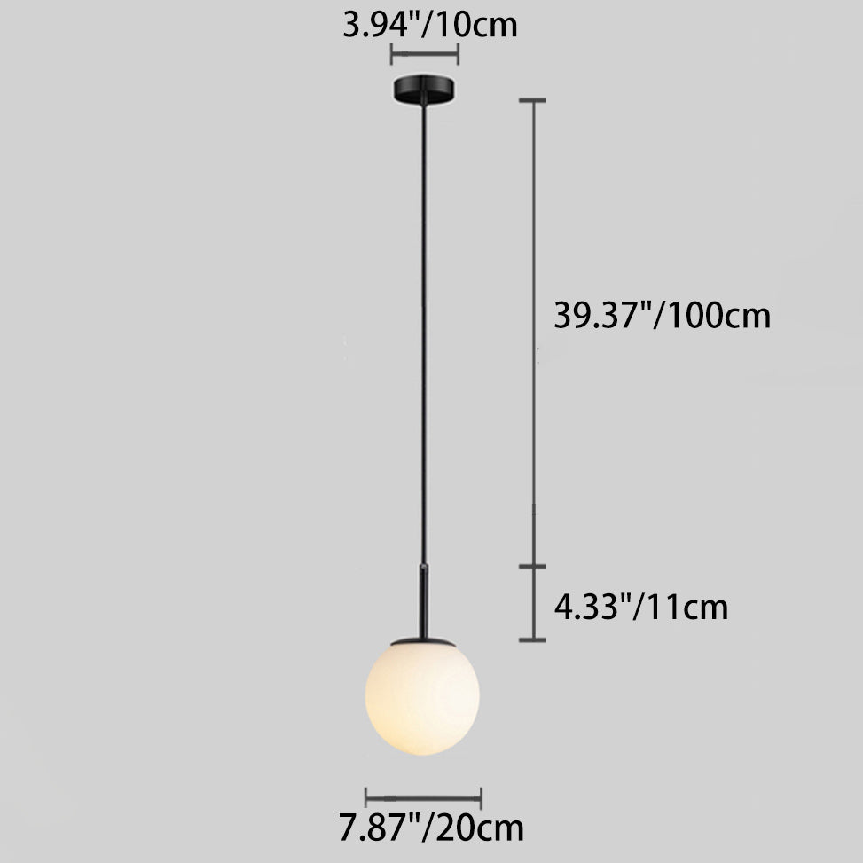 Modern Minimalist Iron Glass Round Ball Pendant Light for Living Room