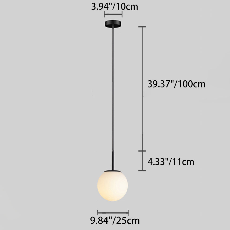 Modern Minimalist Iron Glass Round Ball Pendant Light for Living Room