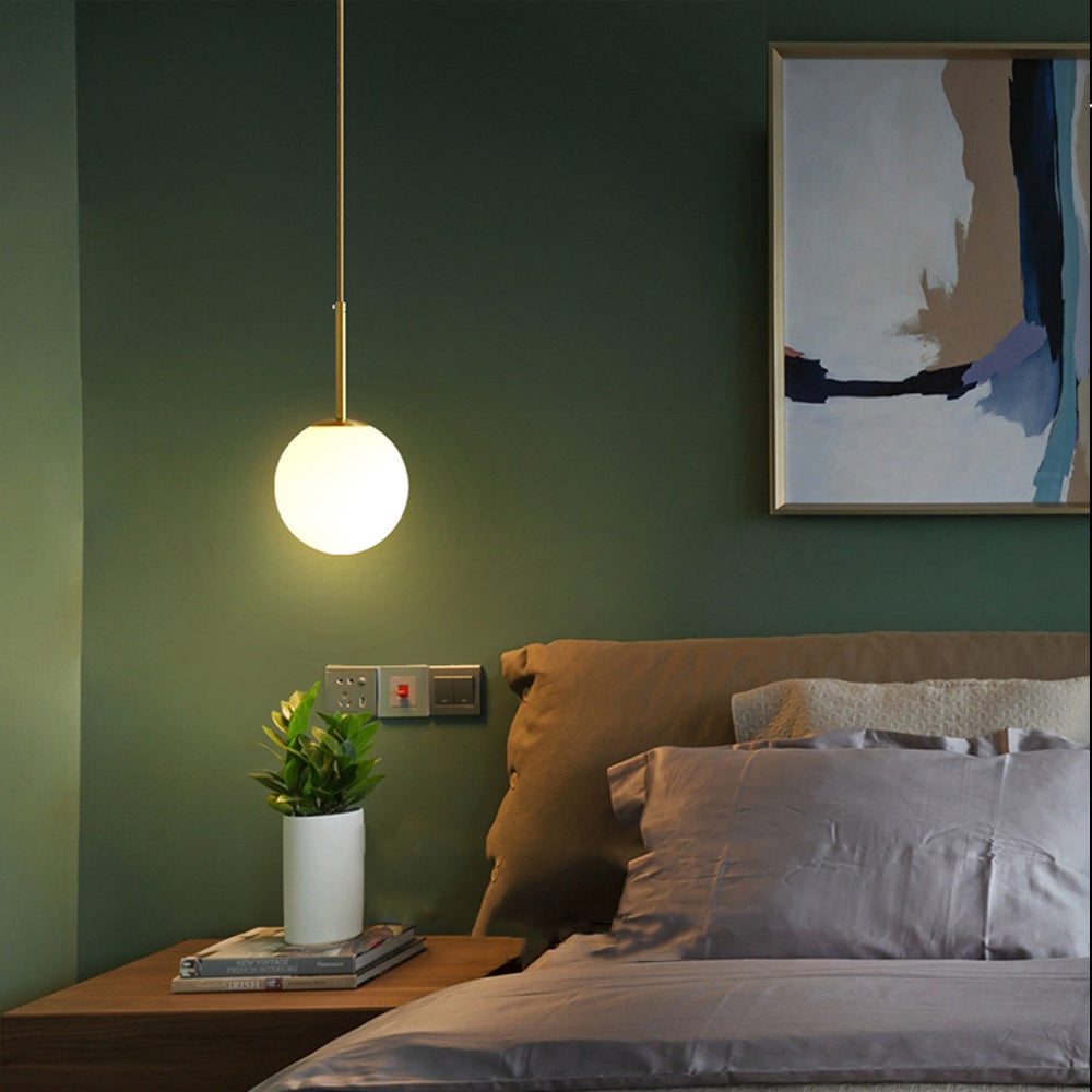 Modern Minimalist Iron Glass Round Ball Pendant Light for Living Room