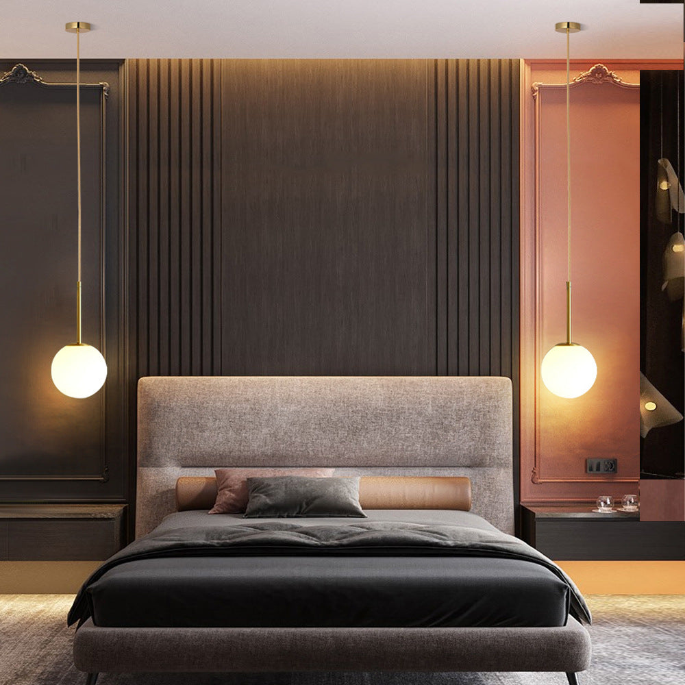 Modern Minimalist Iron Glass Round Ball Pendant Light for Living Room