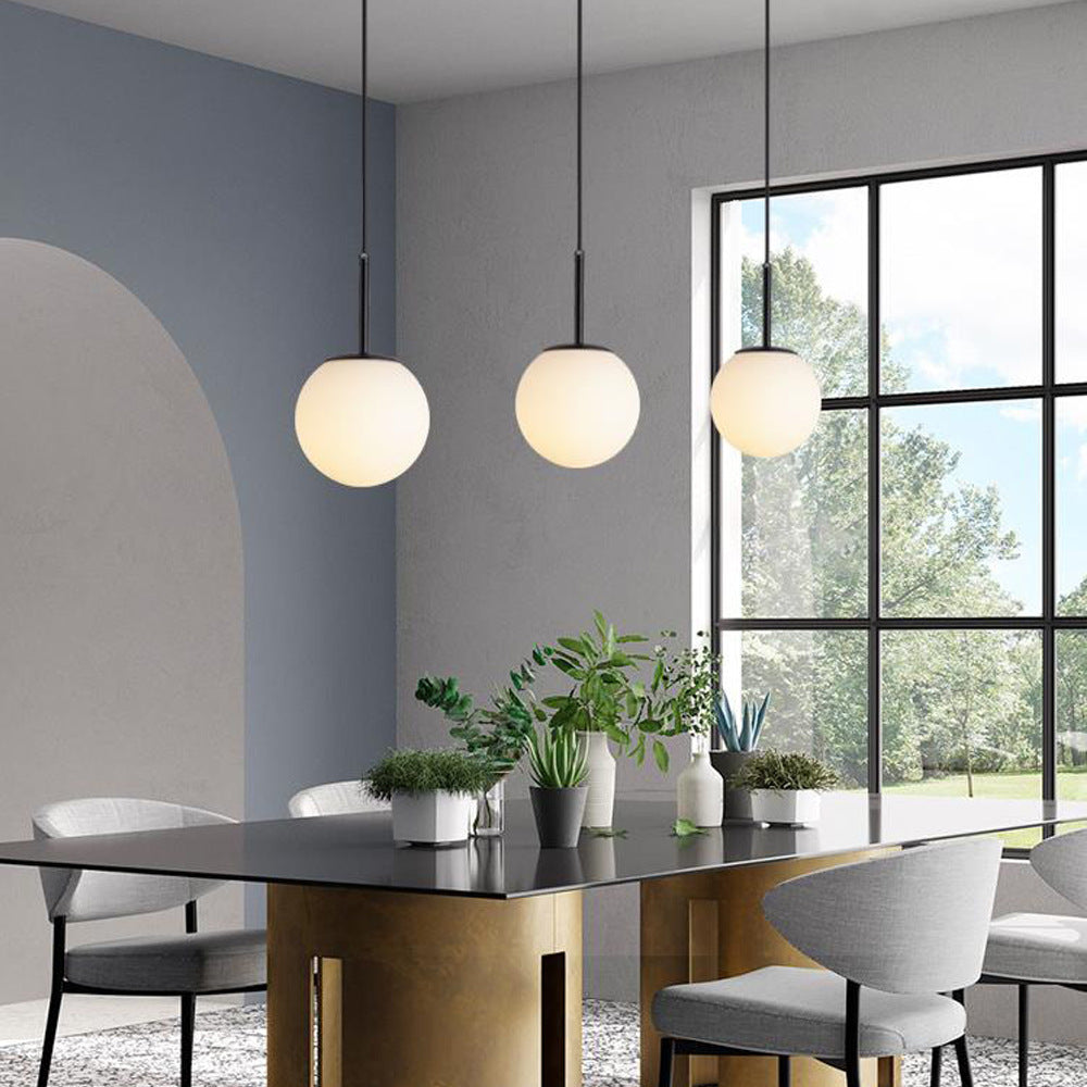 Modern Minimalist Iron Glass Round Ball Pendant Light for Living Room