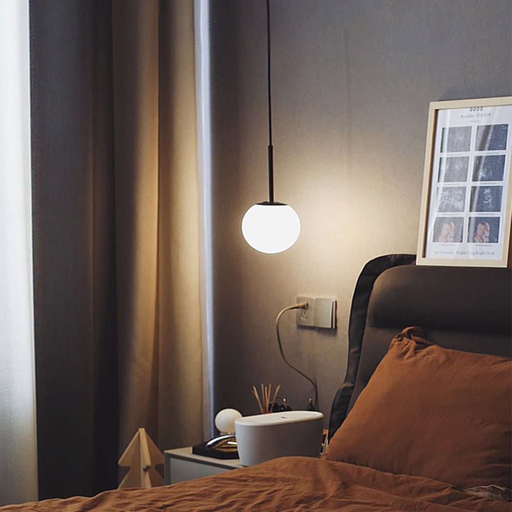 Modern Minimalist Iron Glass Round Ball Pendant Light for Living Room