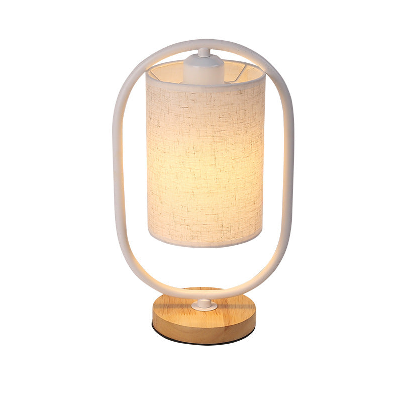 Contemporary Scandinavian Cylinder Solid Wood Fabric Metal 1-Light Table Lamp for Bedroom Modern Minimalist Lighting Bedroom Lamp Scandinavian Design Nightstand Light Adjustable Shade Stylish Home Decor