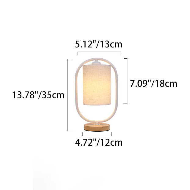 Contemporary Scandinavian Cylinder Solid Wood Metal Table Lamp for Bedroom