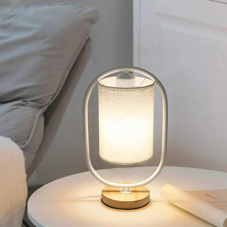 Contemporary Scandinavian Cylinder Solid Wood Metal Table Lamp for Bedroom