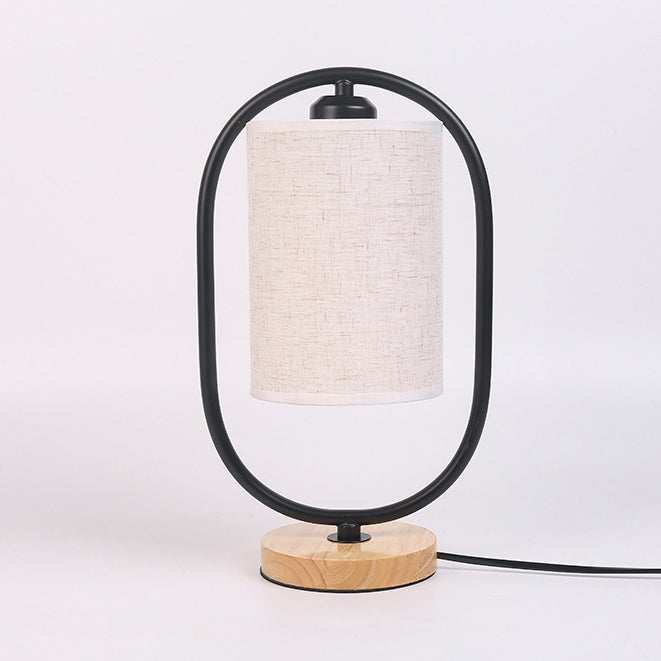 Contemporary Scandinavian Cylinder Solid Wood Fabric Metal 1-Light Table Lamp for Bedroom Modern Minimalist Lighting Bedroom Lamp Scandinavian Design Nightstand Light Adjustable Shade Stylish Home Decor