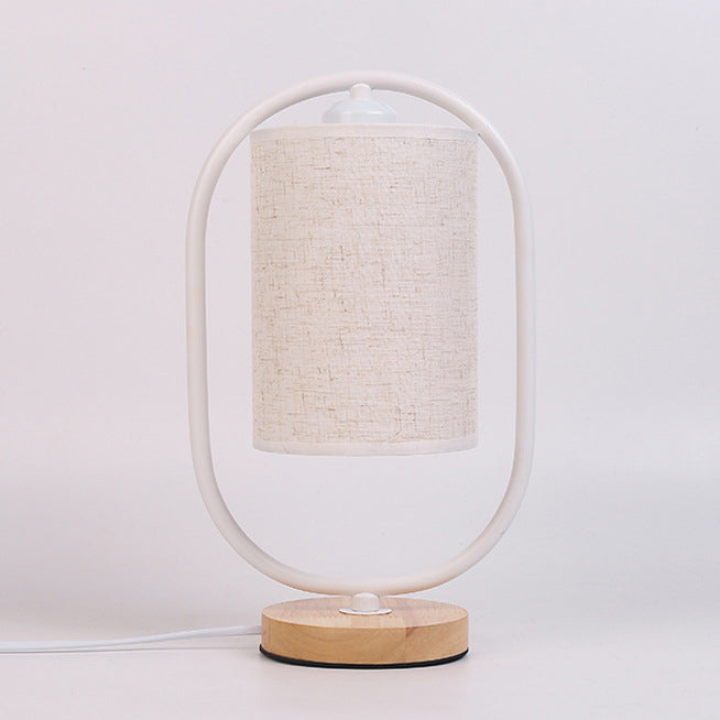 Contemporary Scandinavian Cylinder Solid Wood Fabric Metal 1-Light Table Lamp for Bedroom Modern Minimalist Lighting Bedroom Lamp Scandinavian Design Nightstand Light Adjustable Shade Stylish Home Decor