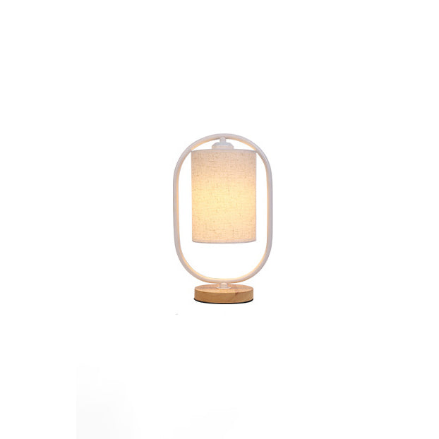 Contemporary Scandinavian Cylinder Solid Wood Metal Table Lamp for Bedroom