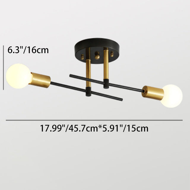 Contemporary Scandinavian Round Iron 2-Light Track Ceiling Light for Hallway