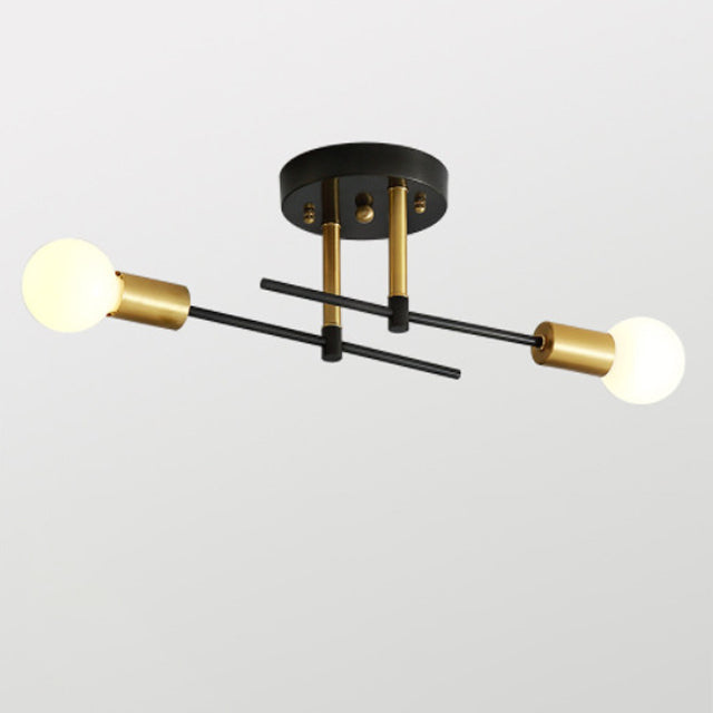Contemporary Scandinavian Round Iron 2-Light Track Ceiling Light for Hallway
