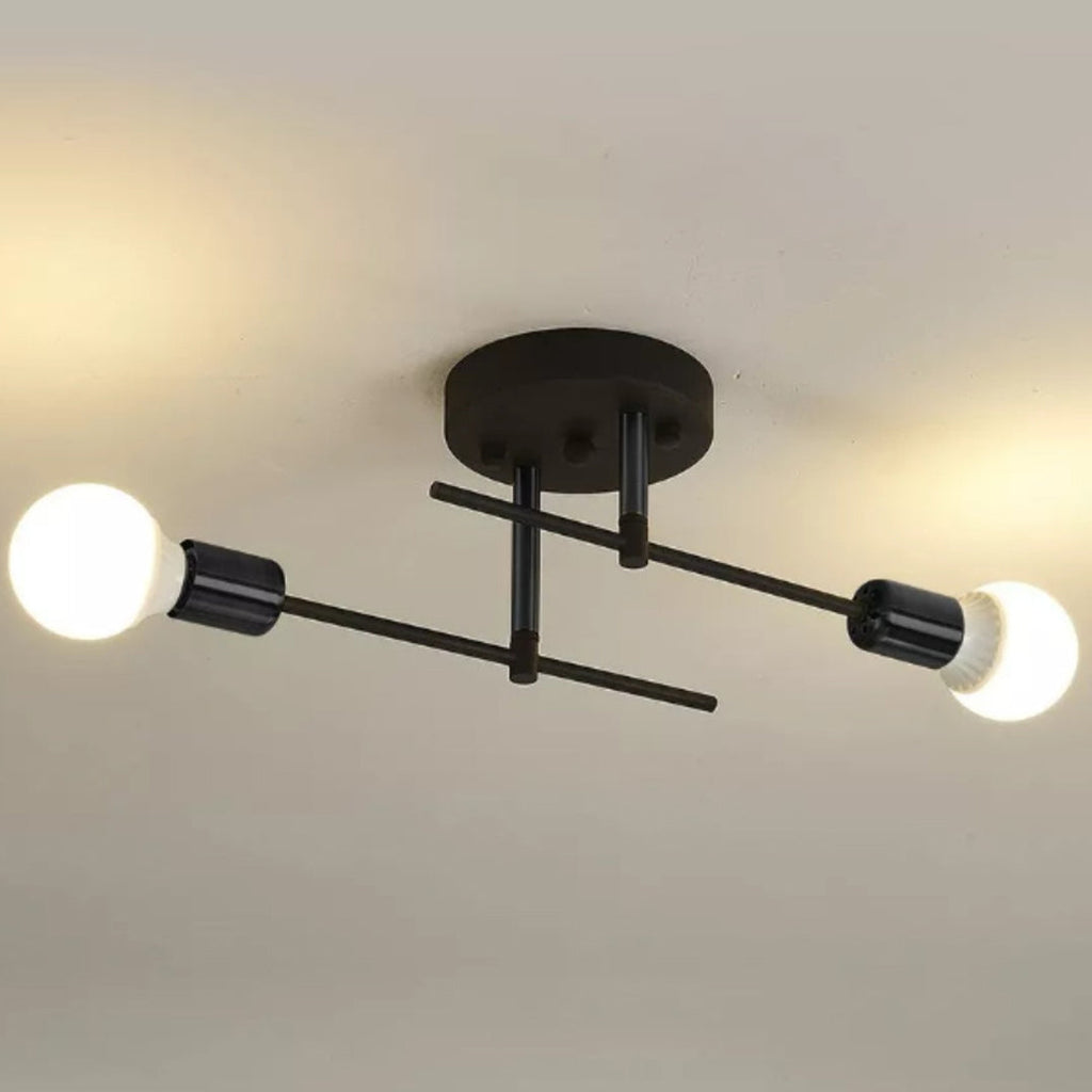 Contemporary Scandinavian Round Iron 2-Light Track Ceiling Light for Hallway