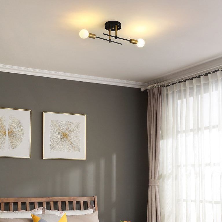 Contemporary Scandinavian Round Iron 2-Light Track Ceiling Light for Hallway