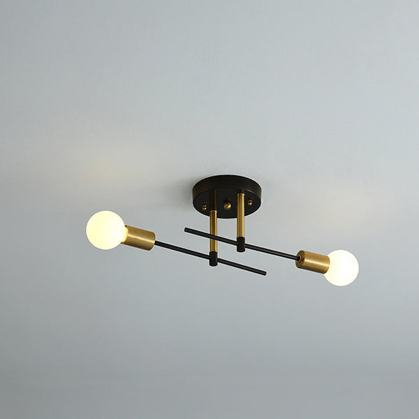Contemporary Scandinavian Round Iron 2-Light Track Ceiling Light for Hallway