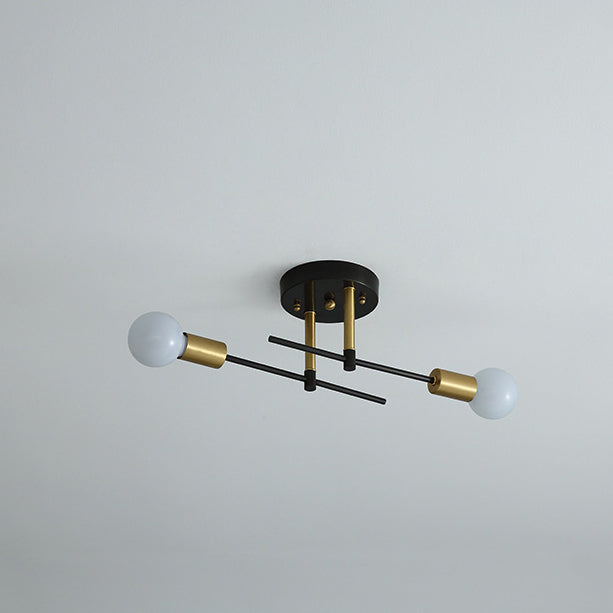 Contemporary Scandinavian Round Iron 2-Light Track Ceiling Light for Hallway
