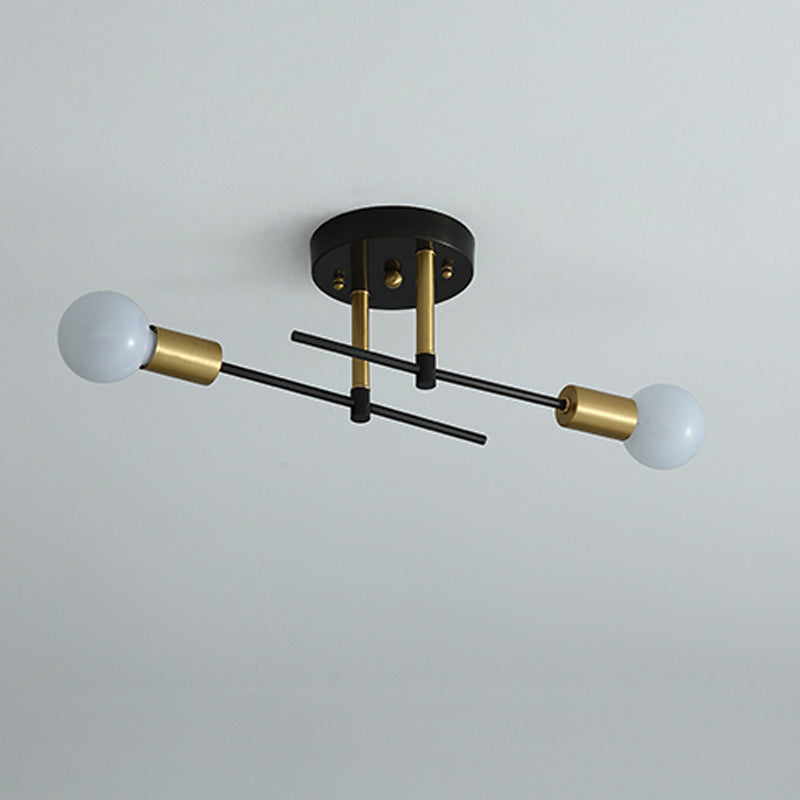 Contemporary Scandinavian Round Iron 2-Light Track Ceiling Light for Hallway