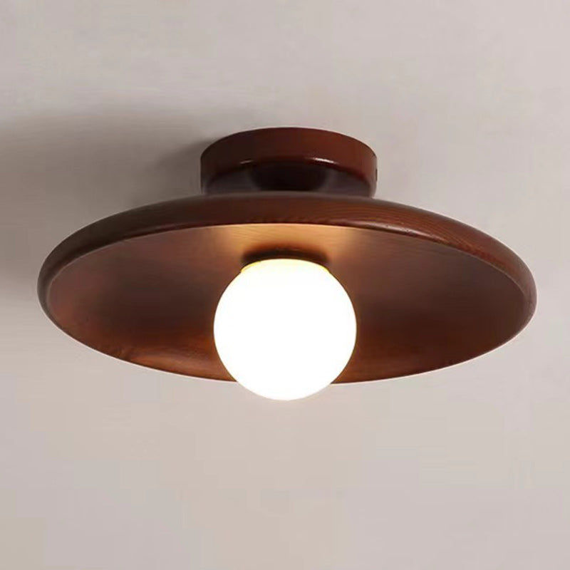 Contemporary Scandinavian Solid Wood 1-Light Semi-Flush Mount Ceiling Light for Hallway