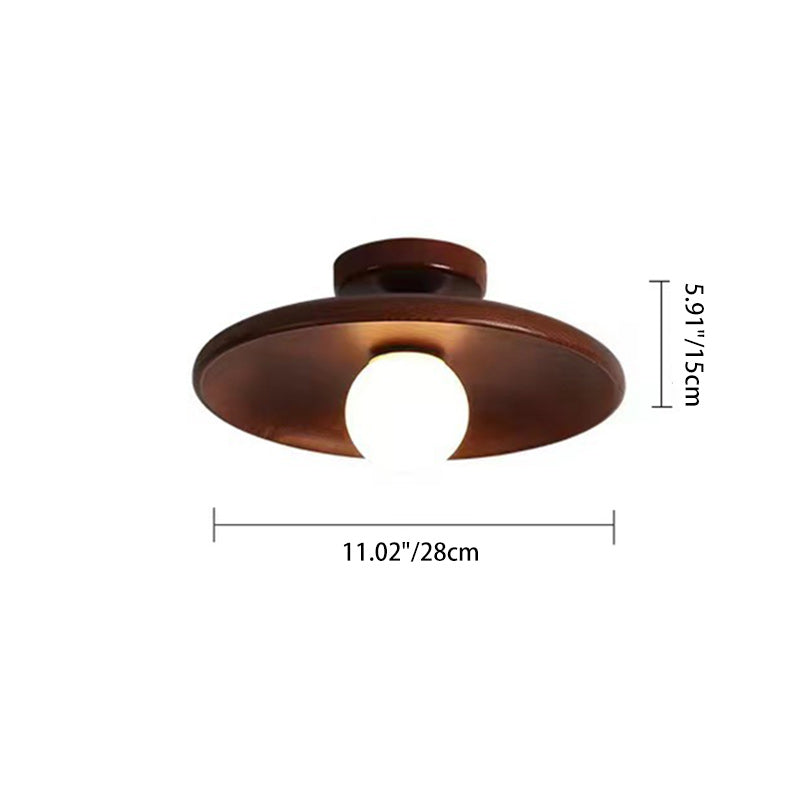 Contemporary Scandinavian Solid Wood 1-Light Semi-Flush Mount Ceiling Light for Hallway