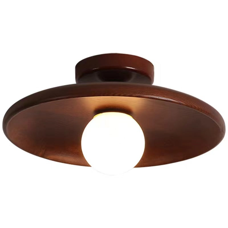 Contemporary Scandinavian Solid Wood 1-Light Semi-Flush Mount Ceiling Light for Hallway