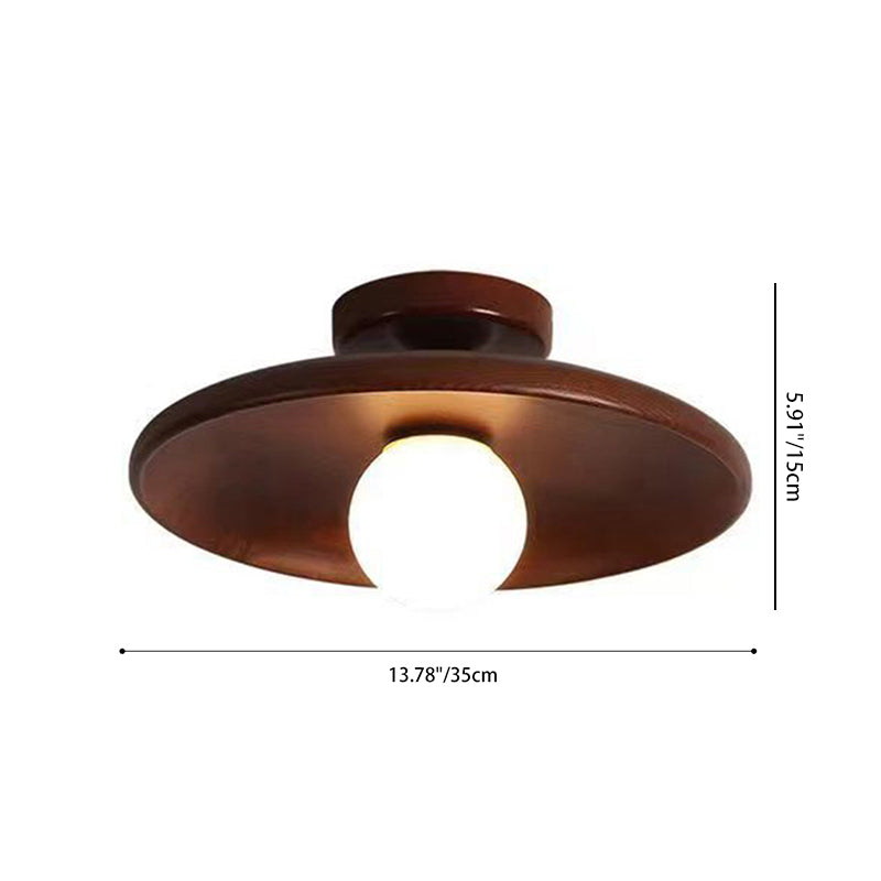 Contemporary Scandinavian Solid Wood 1-Light Semi-Flush Mount Ceiling Light for Hallway