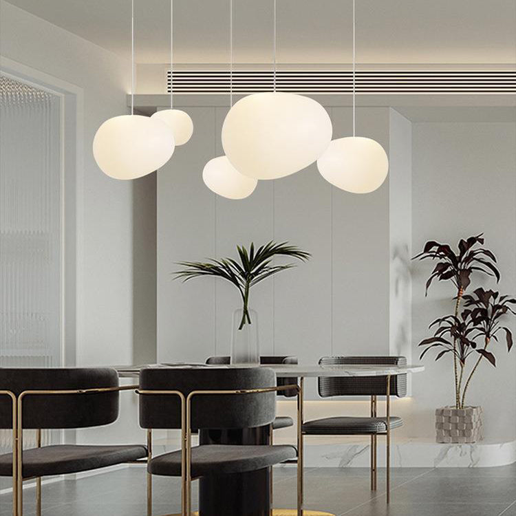 Modern Minimalist Pebble Pendant Light - Acrylic Resin 1-Light for Living Room
