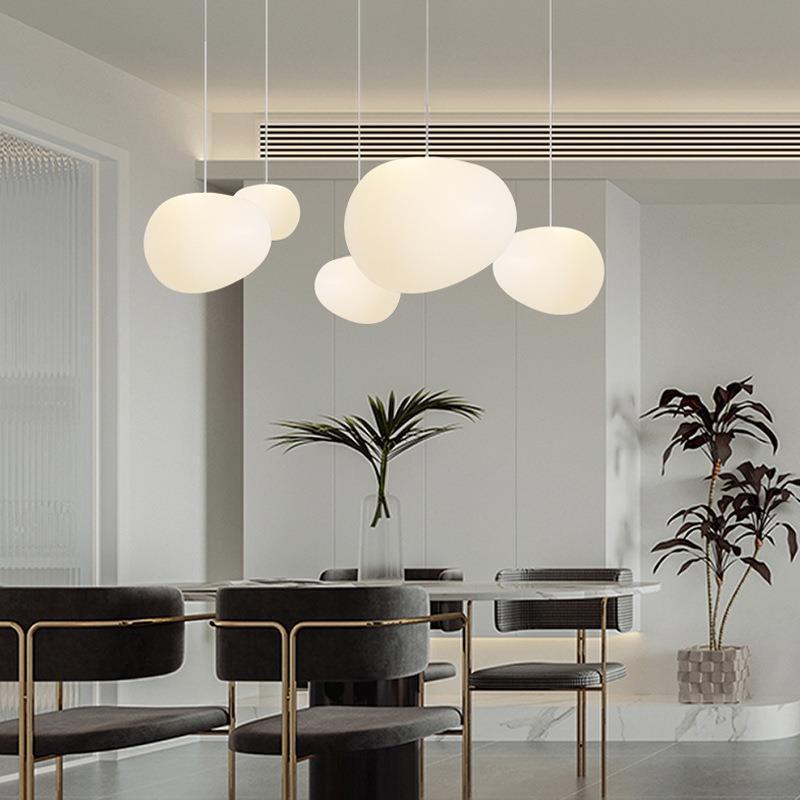 Modern Minimalist Pebble Pendant Light - Acrylic Resin 1-Light for Living Room