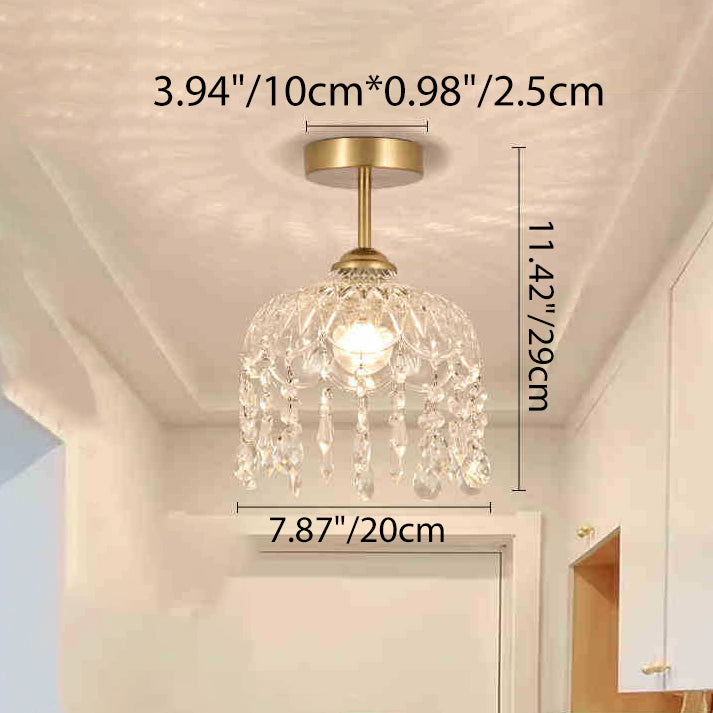 Modern Minimalist Flower Glass Crystal Semi-Flush Mount Ceiling Light for Hallway