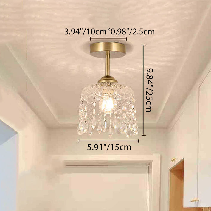 Modern Minimalist Flower Glass Crystal Semi-Flush Mount Ceiling Light for Hallway