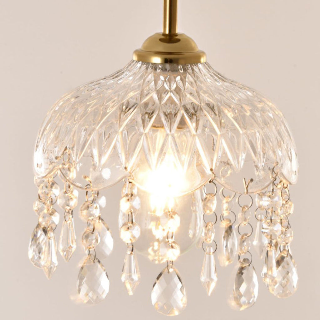 Modern Minimalist Flower Glass Crystal Semi-Flush Mount Ceiling Light for Hallway
